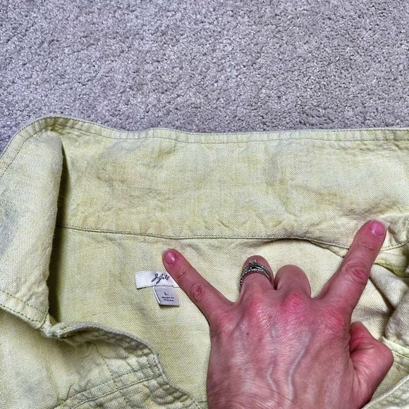 J Jill 100% Linen Jacket Womens Large Lime Green Button Closure Lightweight - Picture 13 of 13